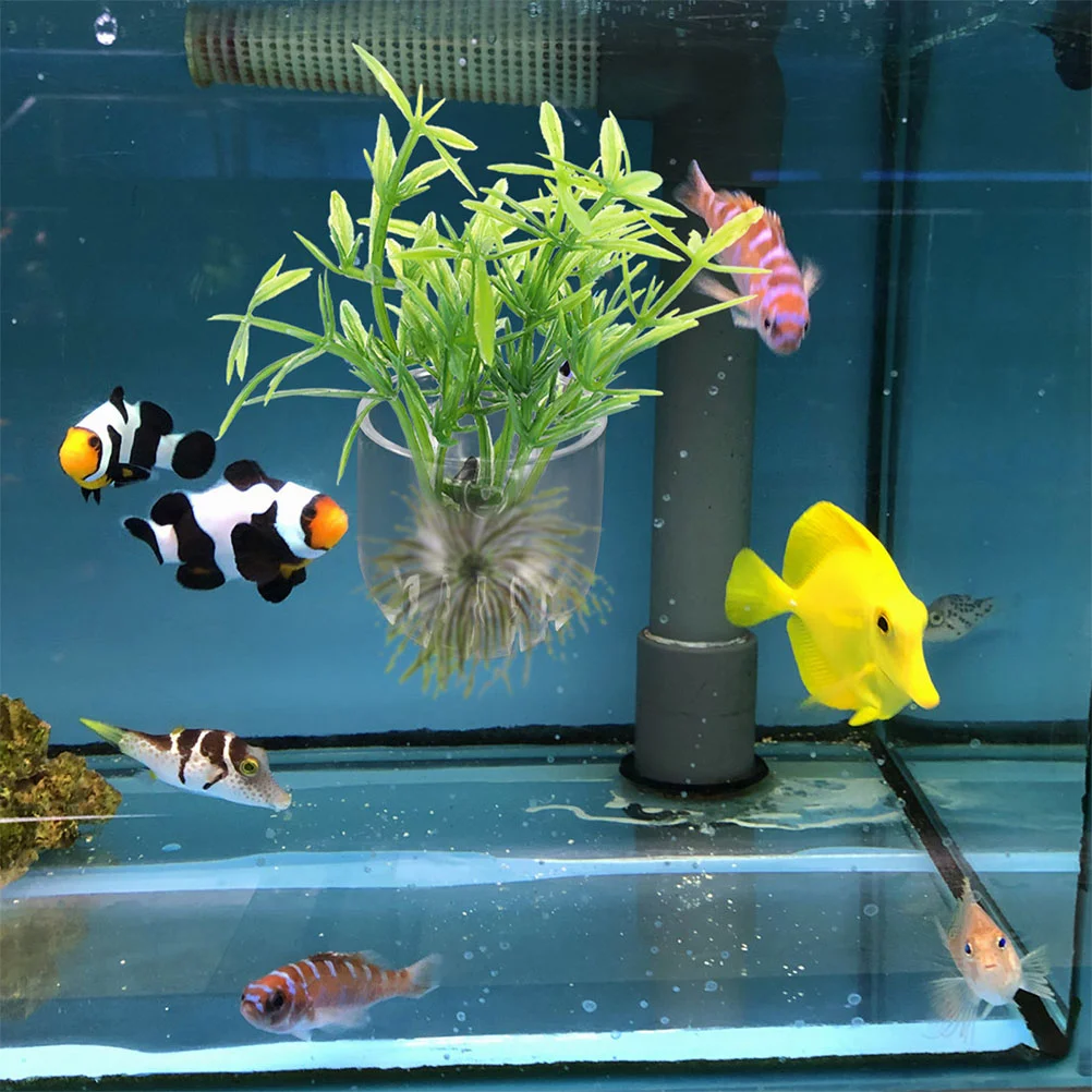 8 Pcs Aquarium Plant Holder Hydroponic Flower Pot Fish Food Feeding Cups Tank Flowerpots Aquatic