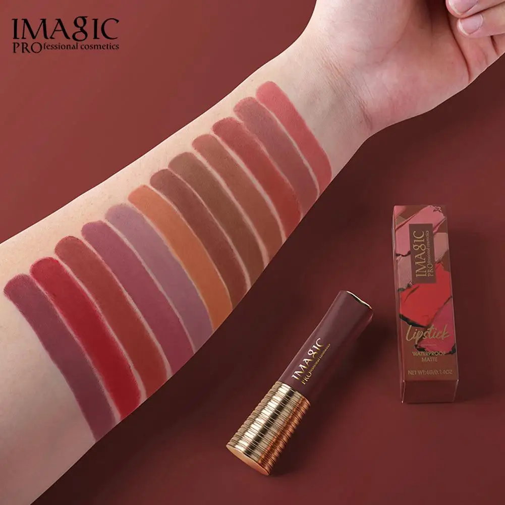 Imagic ลิปสติก Matte No-stick ลิปสติก Long Lasting Stick Smudge-free กันน้ํา Highly Tint Lip Classic แต่งหน้า Lip Pigmen K3o2