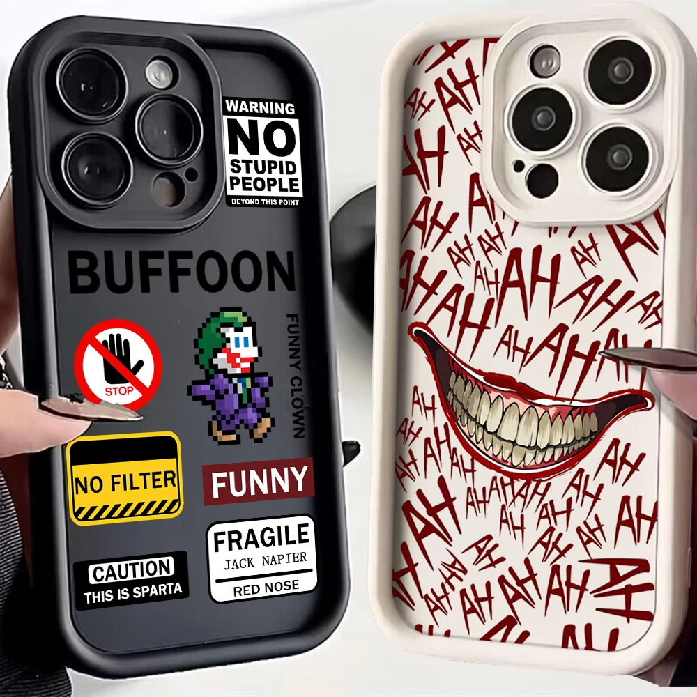 Clown Buffoon Pattern J-JokerS Phone Case for Samsung S24 S23 S22 Note FE Plus Ultra 5G Soft Silicone TPU Cover With Hand Strap