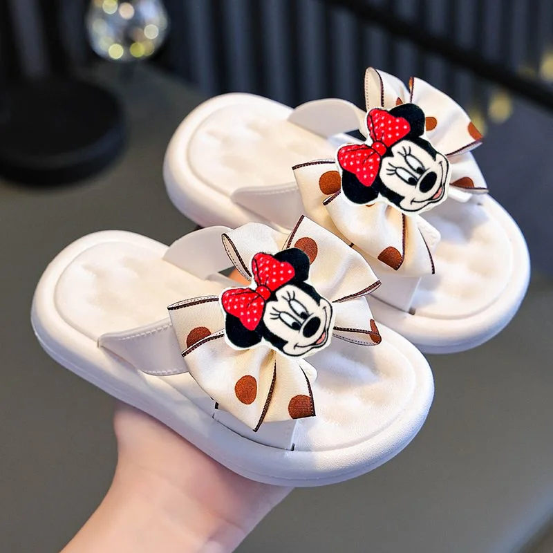 

Disney cute Bow first walkers Non-slip Platform Sandals Children Beach Shoes Mickey Mouse Baby Summer Girl Home Slippers