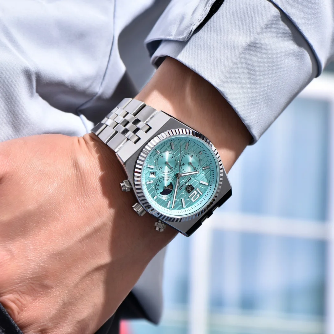 BENYAR 5225 ساعة كوارتز رجالية متعددة الوظائف التقويم موضة بسيطة مقاوم للماء مضيئة الأعمال reloj hombre ساعات للرجل #4