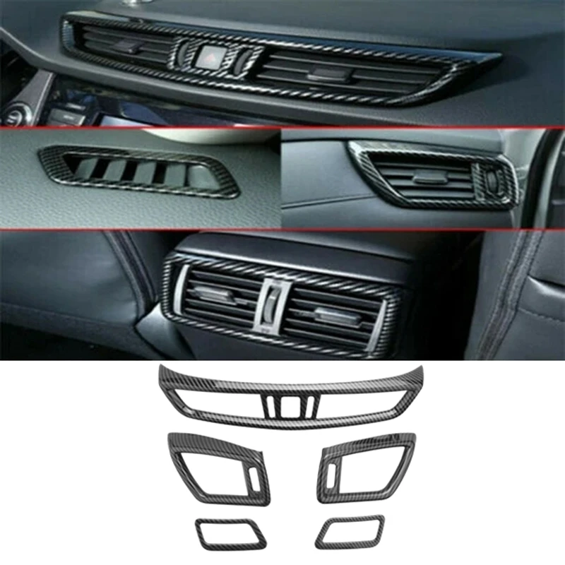 

Для Nissan X-Trail T32 Qashqai J11 2014-2017 2018 2019 2020 автомобильное кондиционирование Выходная отделка вентиляционная 3D рамка ABS углеродное волокно 5 шт.