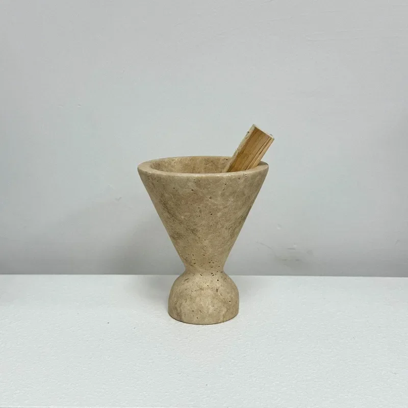 Natural Yellow Travertine Aromatherapy Diffuser Modern Simple Home Decor Ornament for Living Room Bedroom Study TV Stand