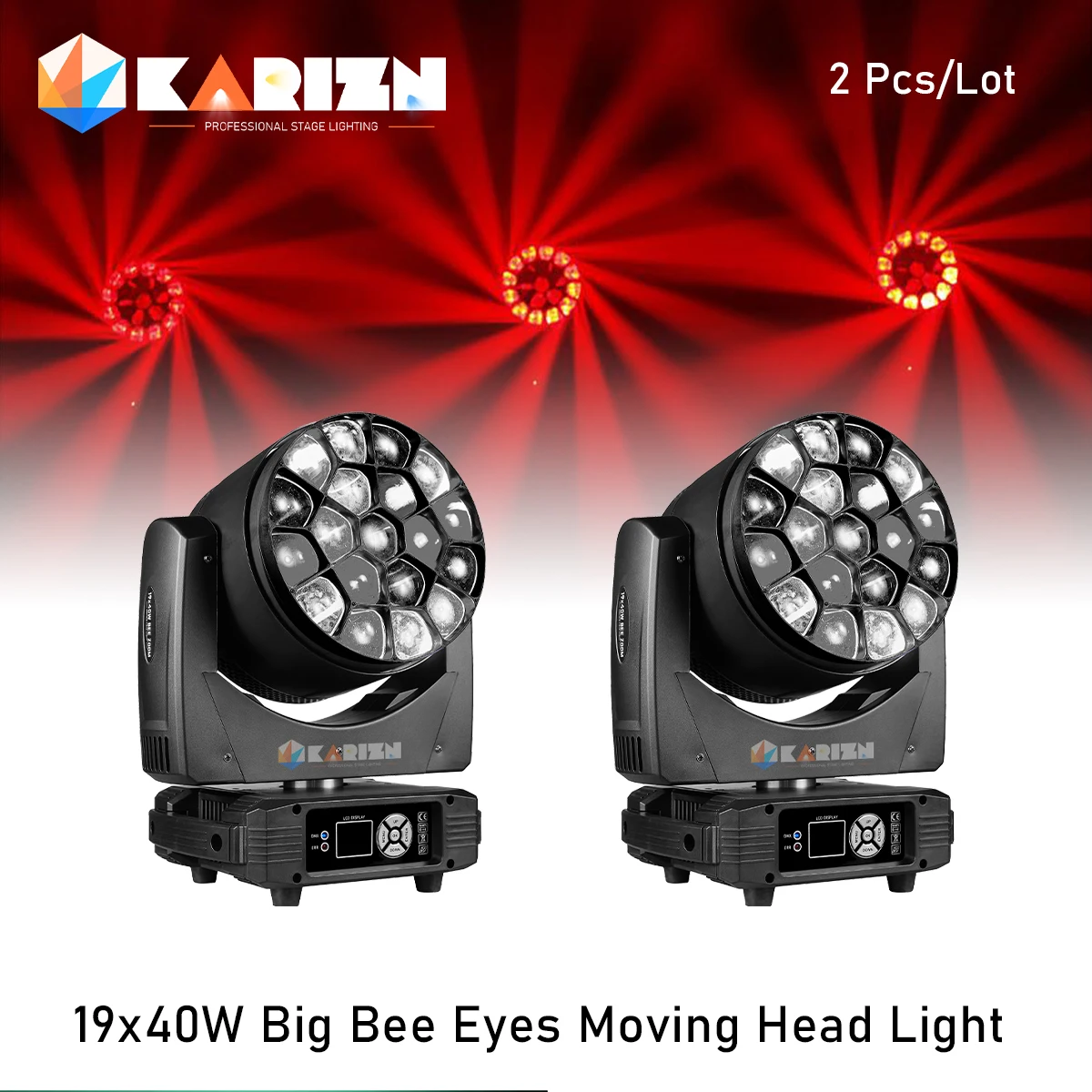 

0 Tax 2Pcs LED Beam+Wash Big Bees Eyes 19x40W RGBW Zoom Moving Head Lighting DJ Disco Wedding Party Stage Effect Equipment