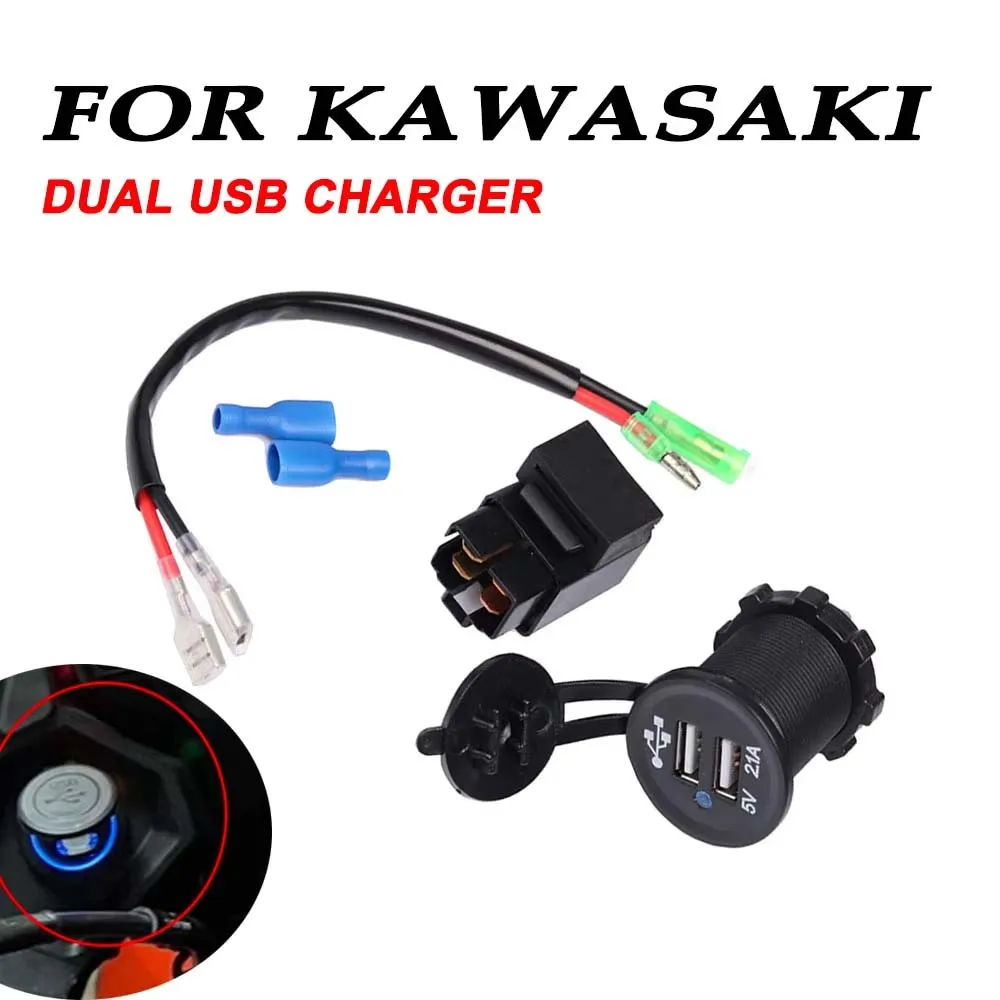 For Kawasaki Versys 650 1000 X300 X650 Ninja 400 Ninja400 Ninja650 2023 Accessories Camera Cellphone USB Fast Charger With Relay