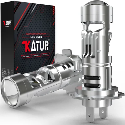 Светодиодные автомобильные фары Katur H7 (2 шт.) с линзой-проектором, мощные противотуманные фары и ближний свет, 6000K, белый свет, сверхъяркие, подключи и работай