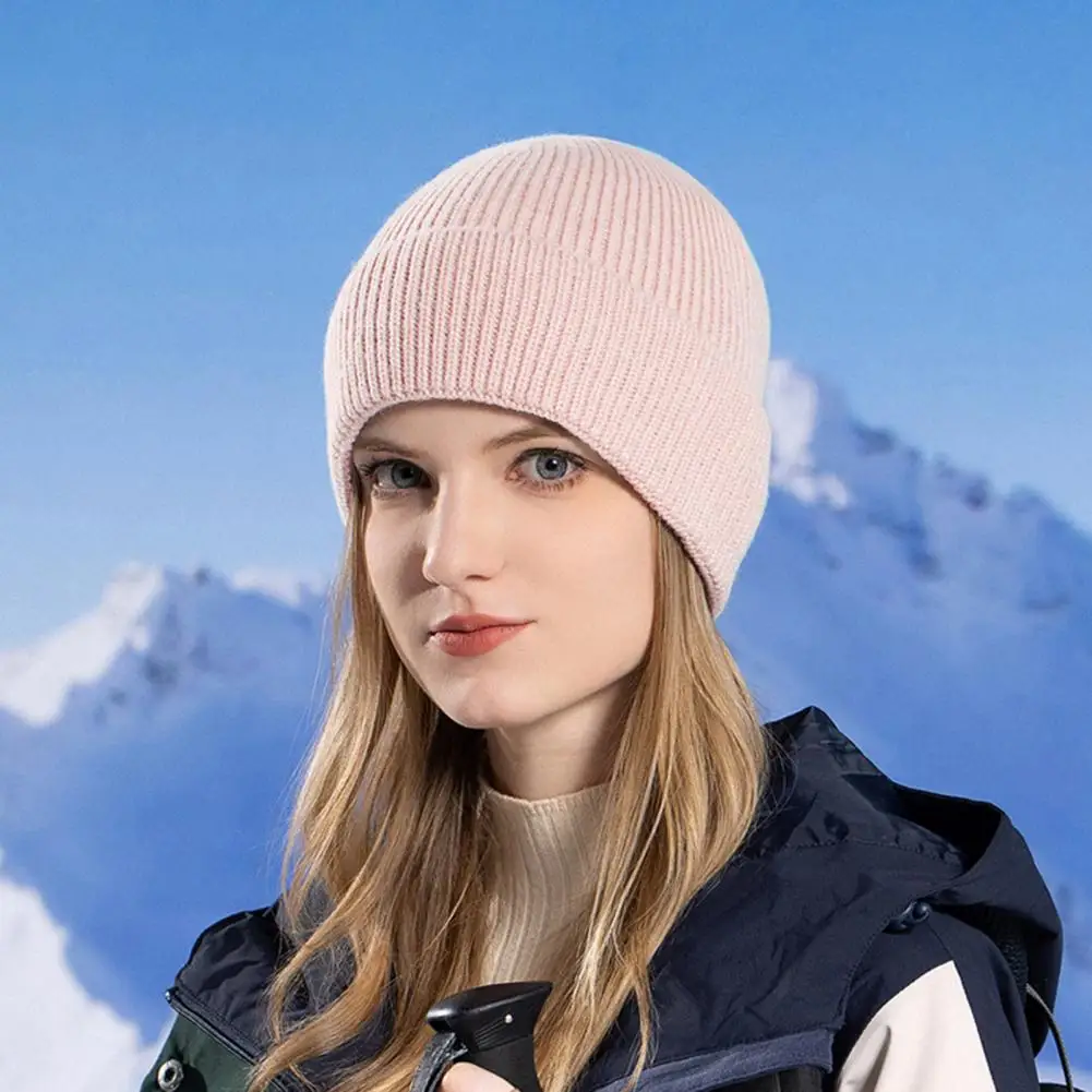 Knitted Hat Thermal Winter Hat Cozy Winter Knit Hat with Ear for Outdoor Activities Unisex Thick Stretchy for Skiing