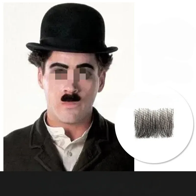 Bonne qualité tonable vrais cheveux humains fausse barbe crochet à main dentelle fausse moustache pour hommes comme cadeau pour les vacances/usage quotidien