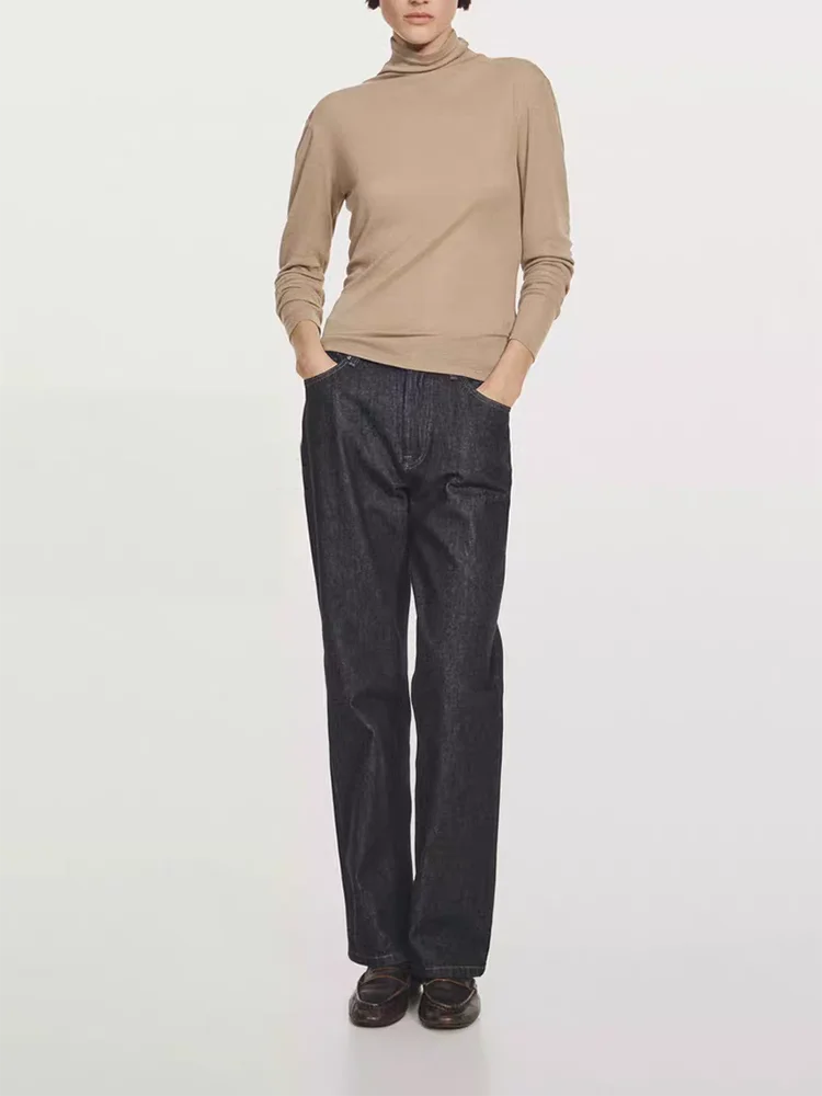 الراقية محبوك طويل Sve عالية الياقة المرأة تي شيرت جديد وصول الشتاء Faion أعلى جودة المواد مريحة تناسب