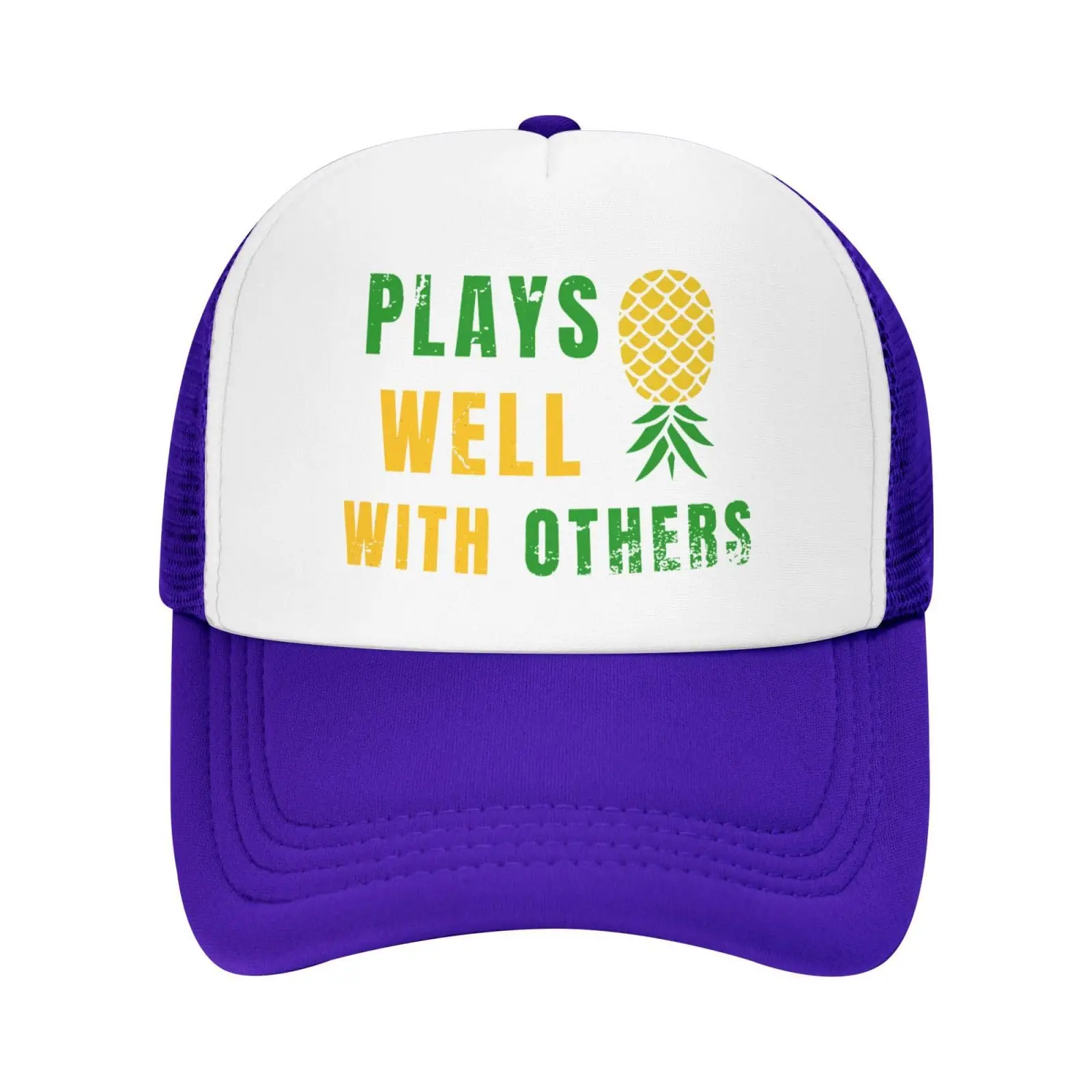 Plays Well with Others Mesh Hat Upside Down Pineapple Mesh Cap Baseball Cap Sun Dad Trucker Hat