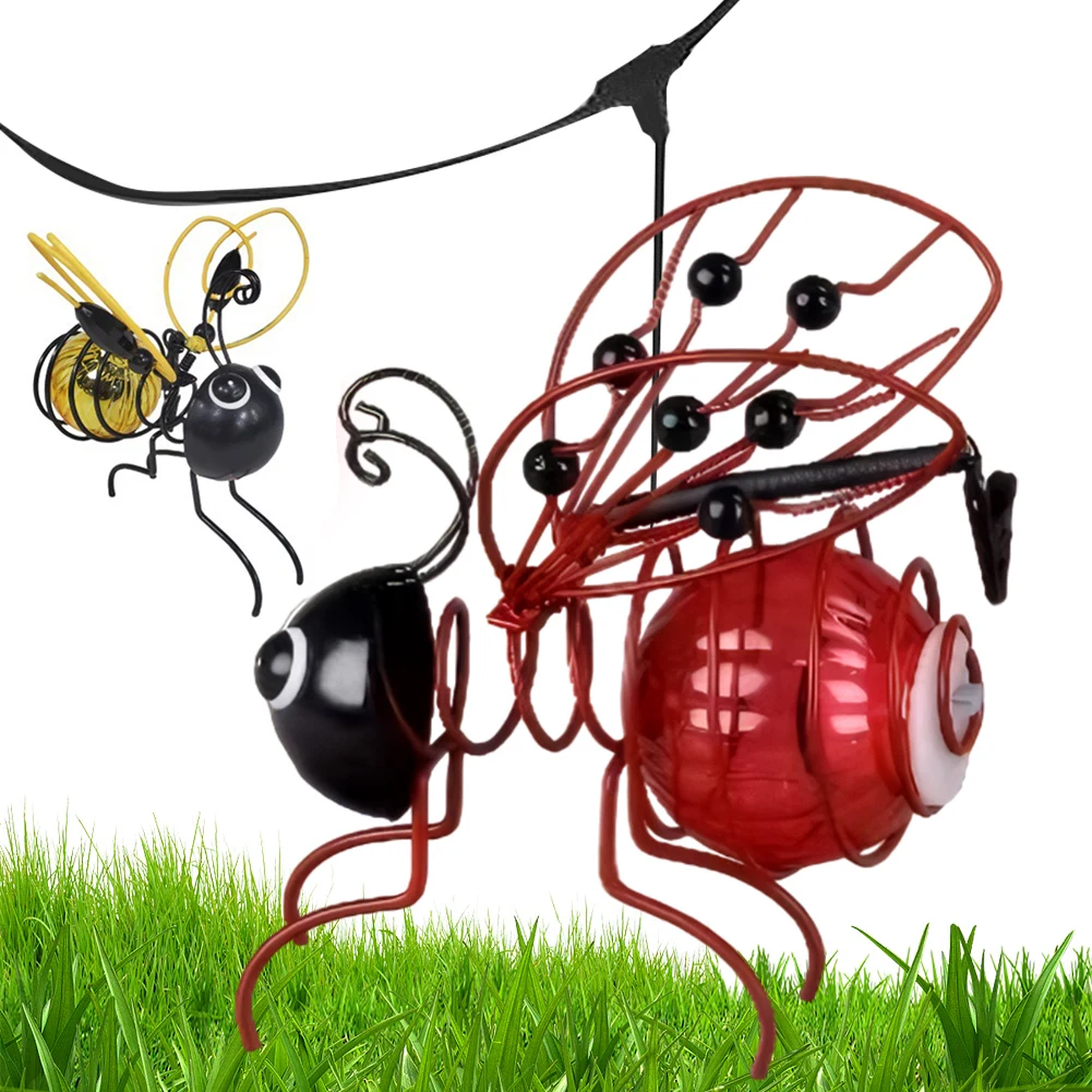 Hangende tuinlamp op zonne-energie, decoratief buitenbeeldje, licht metalen vliegende insecten, hanglamp voor terras, balkon, tuin