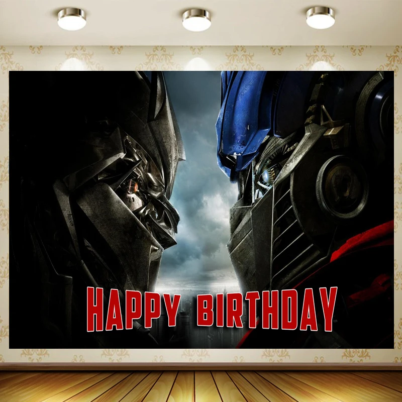 Transformers Birthday Supplies Girl Party Banner Kid Cartoon Decoration Background Photography backdrop