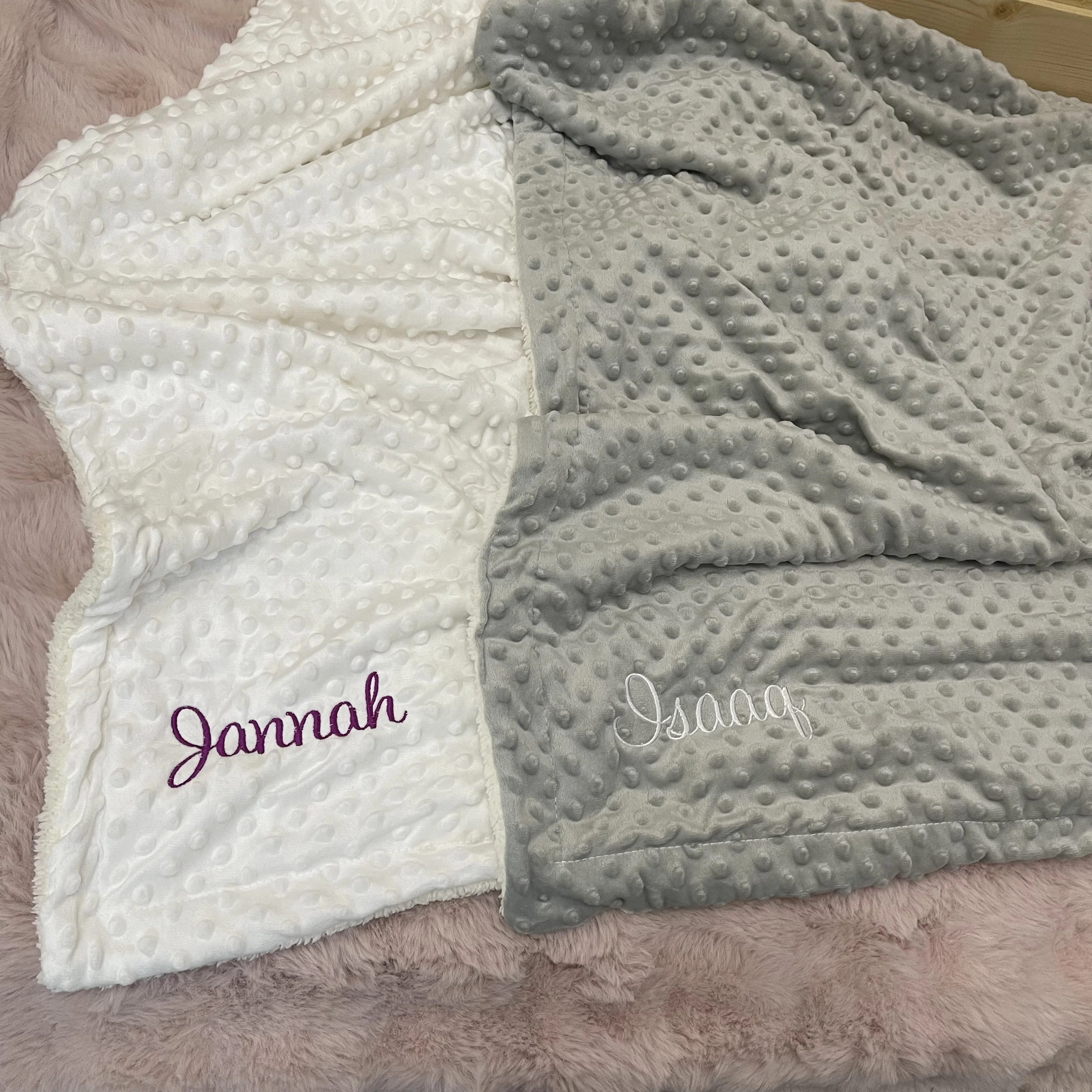 Custom Children's Baby Bean Plush Blanket Double Layer Thickened Lamb Fleece Soft Blanket Personalized Name Baby Shower Gifts