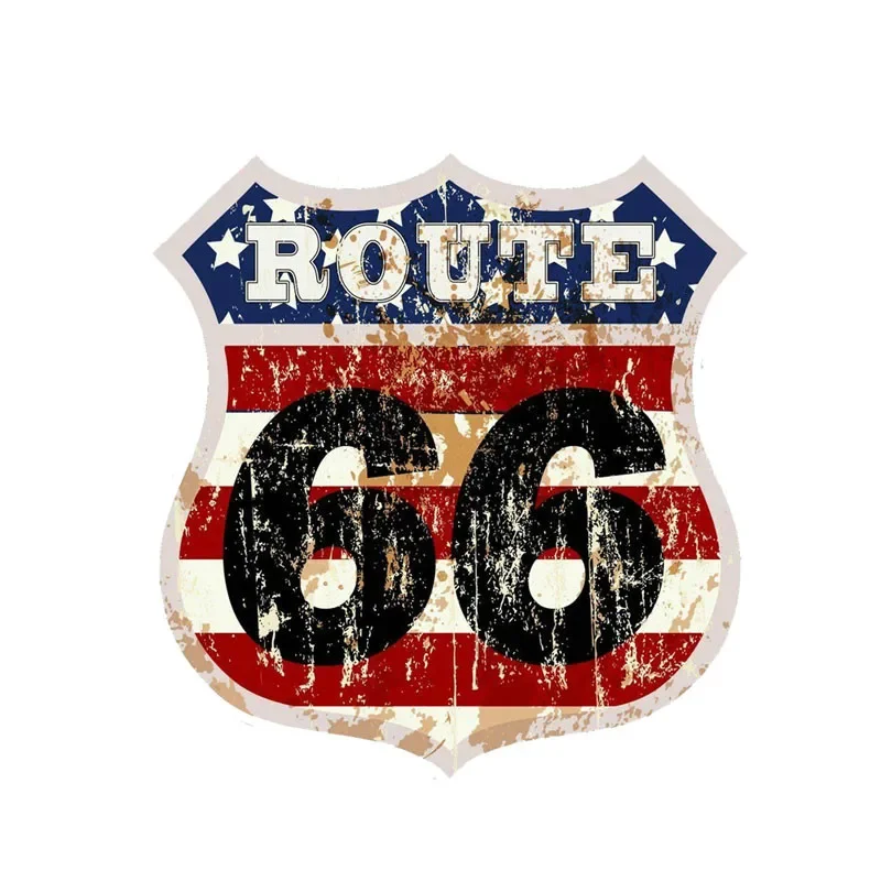 Car Stickers Funny US Vinyl Round US Route 66 Sign Travel Stickers PVC Waterproof Sunscreen 15cm