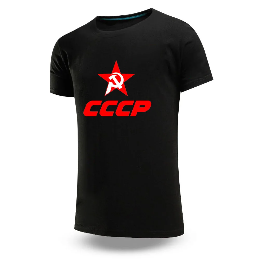 2025 Summer Men's CCP Russian Soviet USSR Logo Print Personality Quick Drying Cotton Comfortable Crewneck Ordinary Short Sleeved