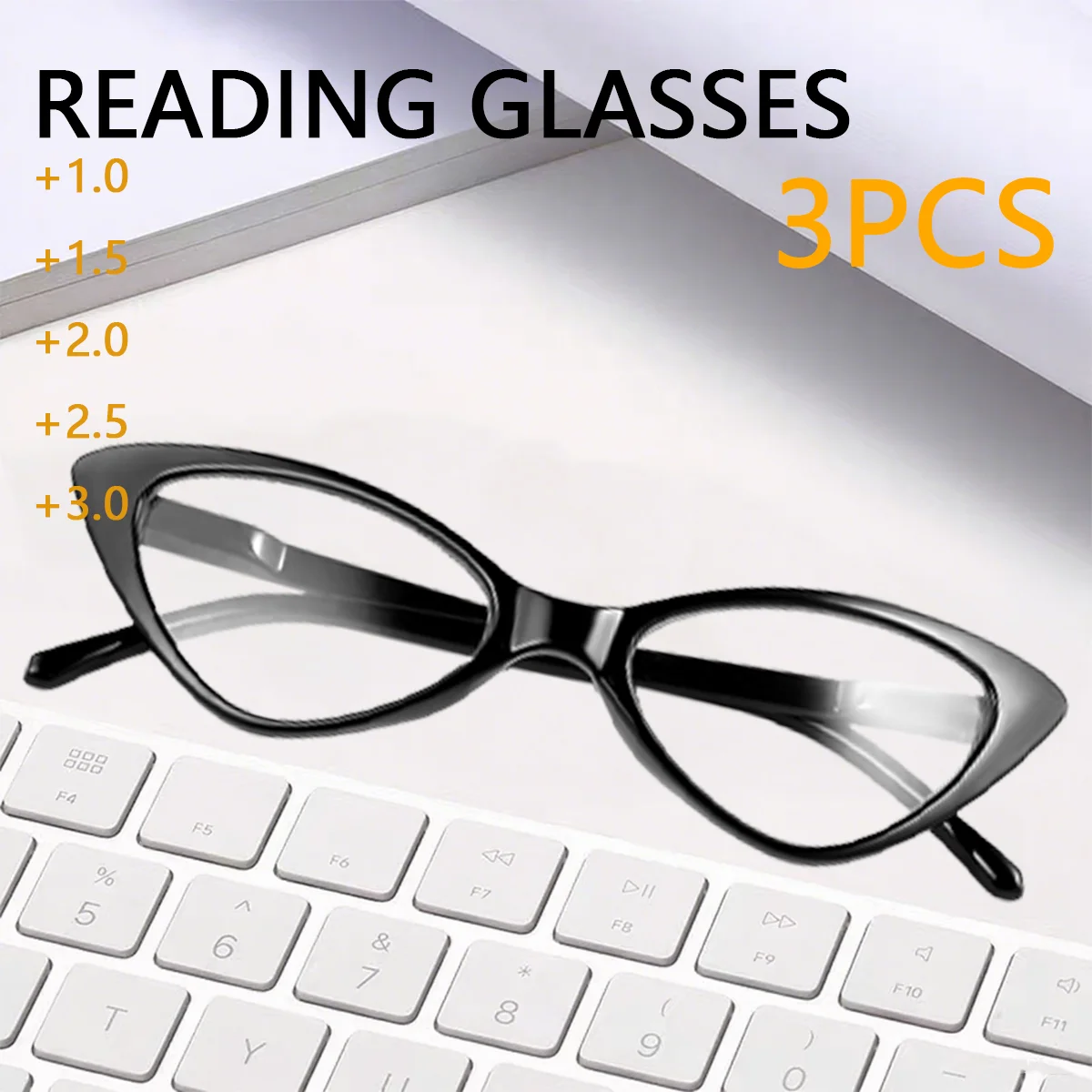 Oculos-de-leitura-cat-eye-em-pacote-com-3-pecas-anti-luz-azul-Oculos-de-computador-com-lentes-transparentes-armacao-preta-com-estampa-de-leopardo-Oculos-de-leitura-plus