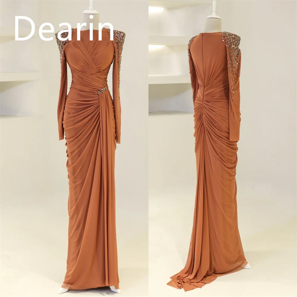 Customized Prom Dress Dearin Jewel Column Floor Length Skirts Vertically Bespoke Occasion Dresses Formal Saudi Arabia Evening Go