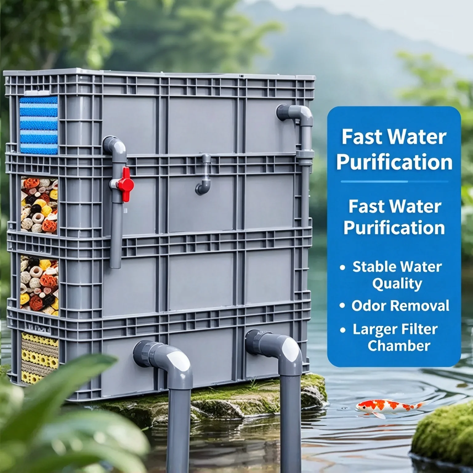 Plastic Turnover Box Aquarium Filter 3‑in‑1 Water Circulation System Fish Pond External Drip Filter Box Tank Filtration Containe