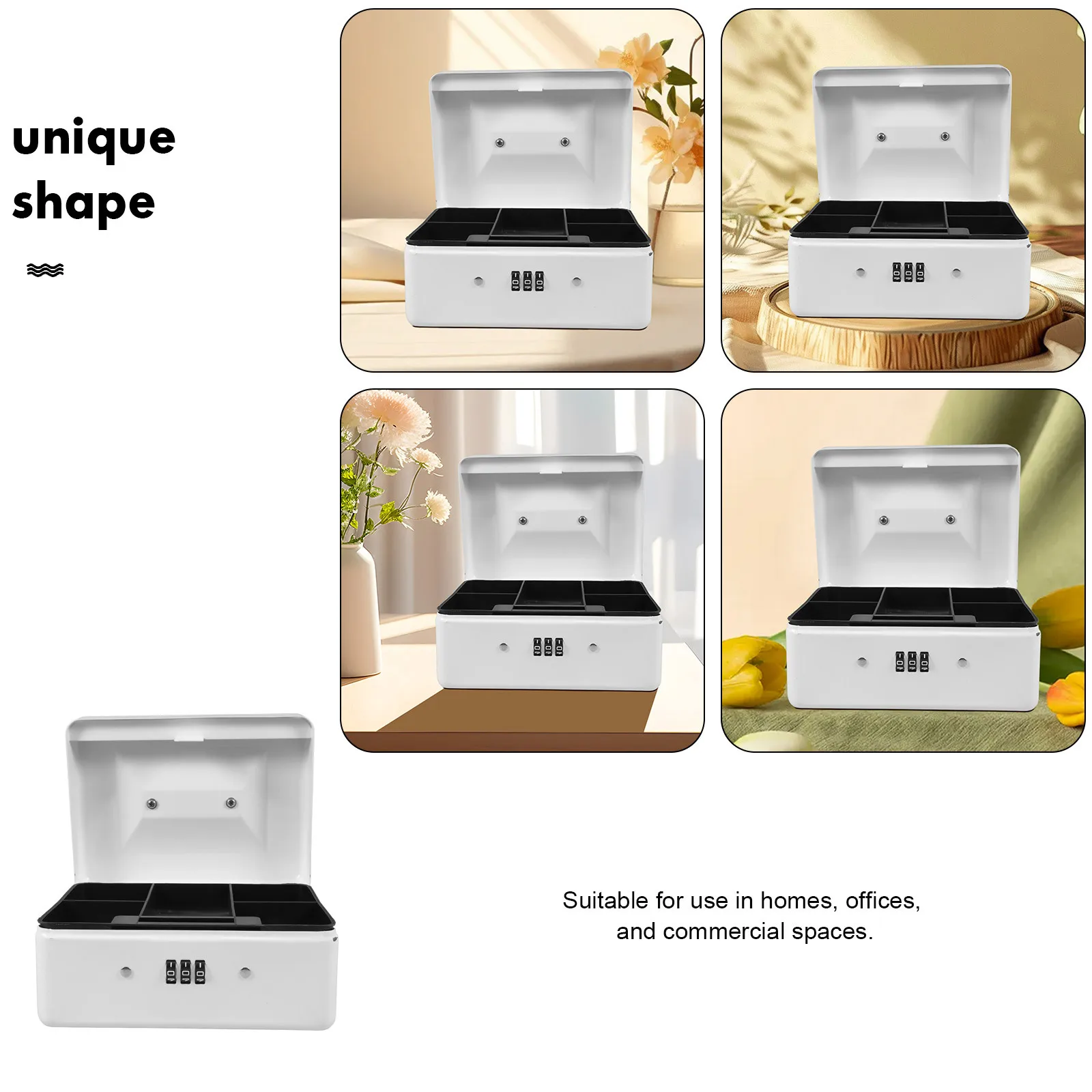 Blocco password Contanti in metallo resistente per il dormitorio dell'ufficio domestico Contenitore di scomparto nascosto di grande capacità Piccola cassetta di sicurezza per