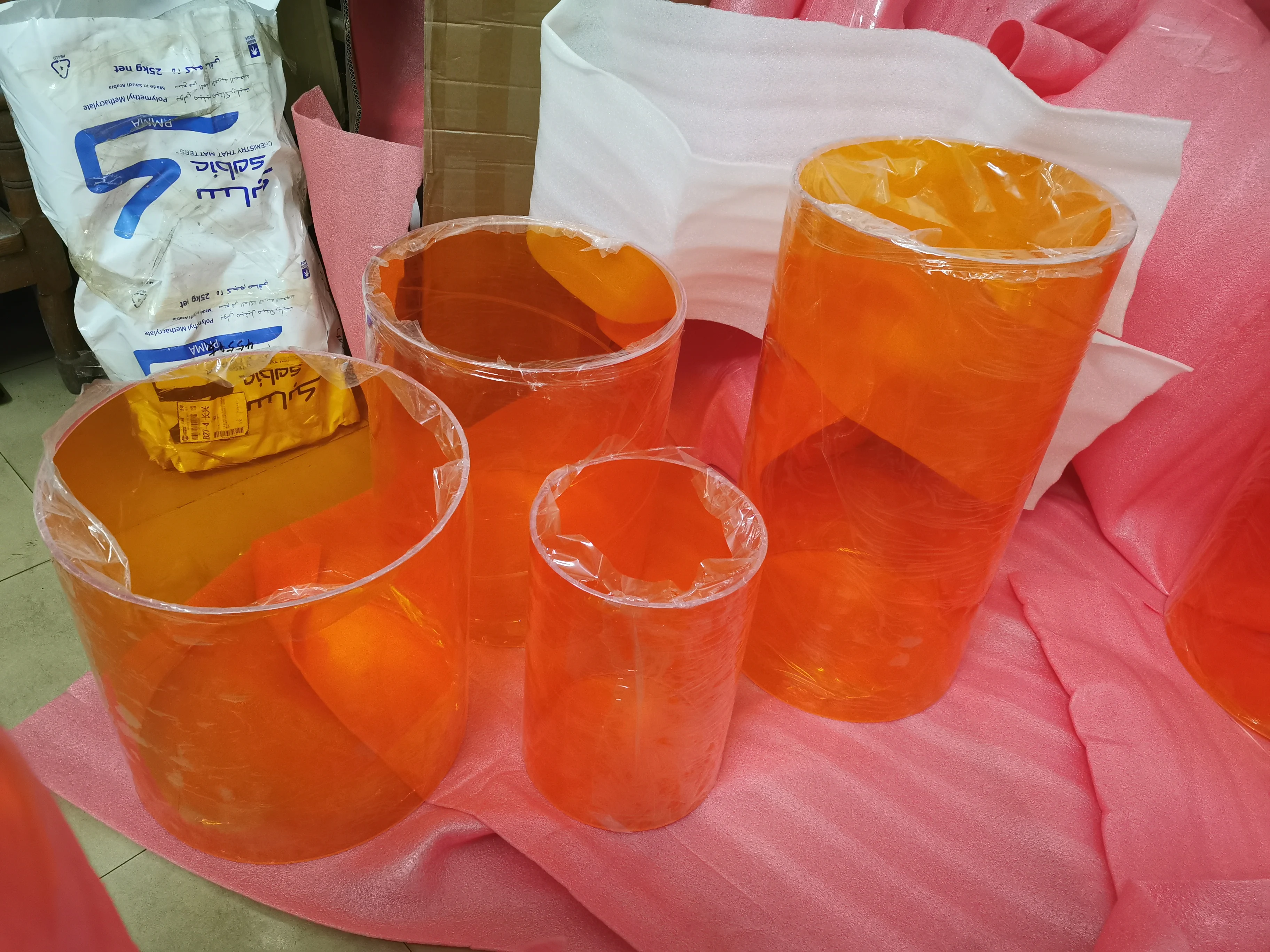 YOUYIZUO PMMA Pipe Transparent Orange Acrylic Tube for Drum Shell Bass Drum Kick Drum Floor Tom Rack Tom Snare Drum Set