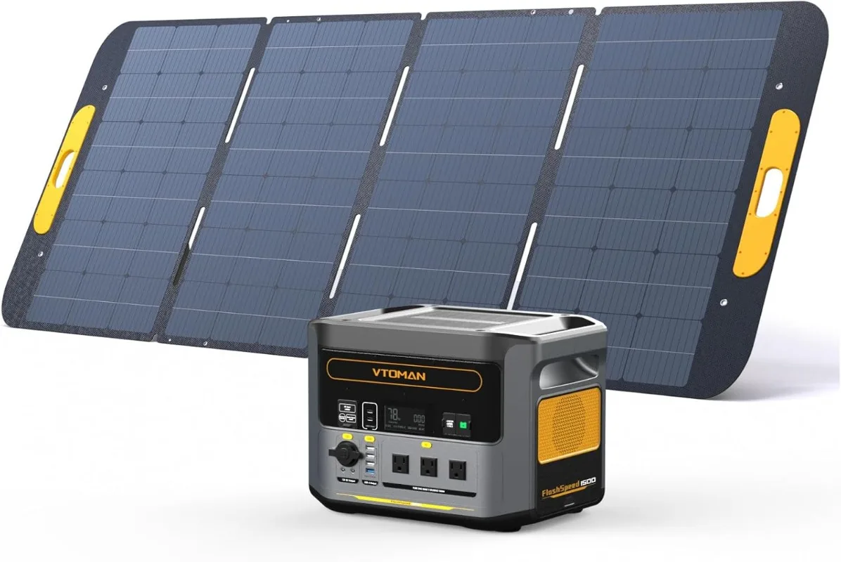 FlashSpeed 1500 Portable Power Station with 400W Panel 1548Wh/1500W LiFePO4 Battery Solar Power Generator for Home Backup