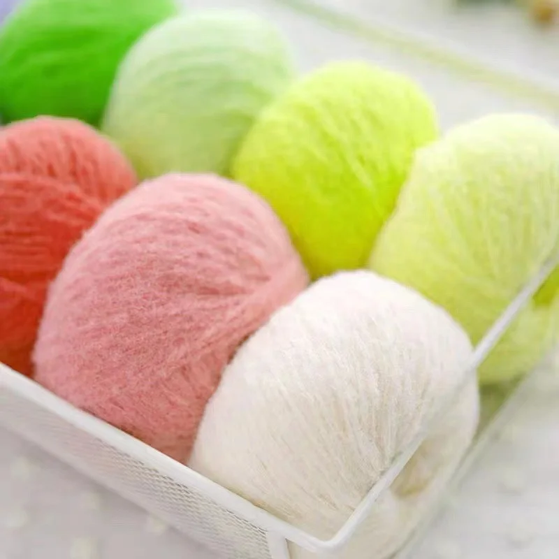 50G/Roll Hand Woven Soft Mohair Wool and Angora Cashmere Crochet Thread DIY Material Packaging Clothing Decoration