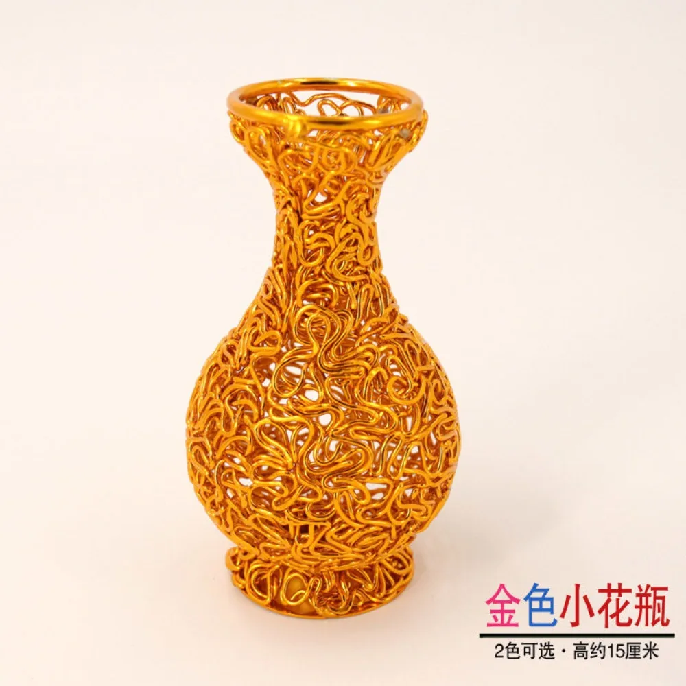 Aluminum wire handmade vases, wire craft flowers, rose arrangements, artificial flower decoration,flower arrangements in bottles