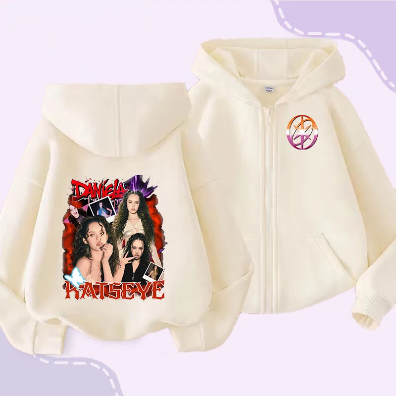 سترة صوفية للأطفال من Katseye معطف بناتي جميل بقلنسوة وسحاب سترة عصرية للأطفال ملابس لطيفة هدية عيد ميلاد أنيمي #5