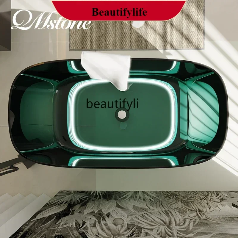 

F18 Qimeishi artificial stone oval pure resin color transparent crystal bathtub freestanding bathtub