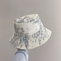 Foldable Fishing Cap Men's Summer Sunshade Korean Style Versatile Bucket Hat Trendy Watercolor Painting Design Baseball Cap