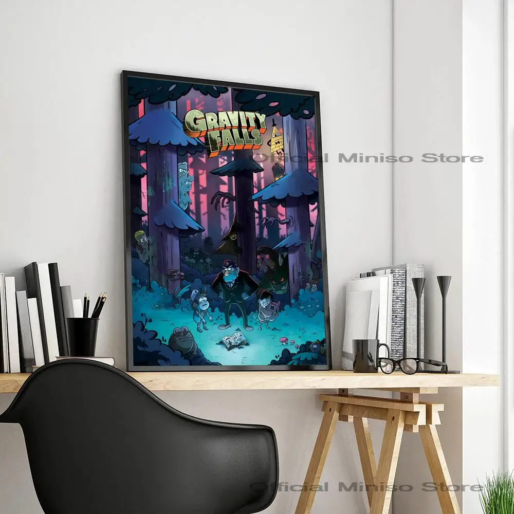 1pc Classic Gravity Falls Movie Poster Self-adhesive Art Waterproof Paper Sticker Coffee House Bar Room Wall Decor