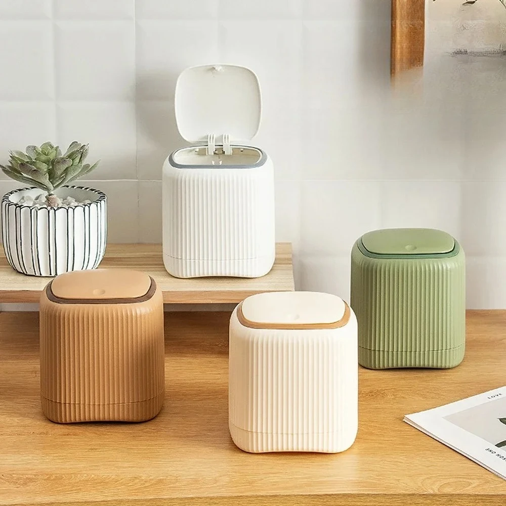 

Desktop Trash Can with Lid In/Outside Double barrels Garbage Waste Bin Organizer Bedroom Office Desk Storage Box Durable Plastic