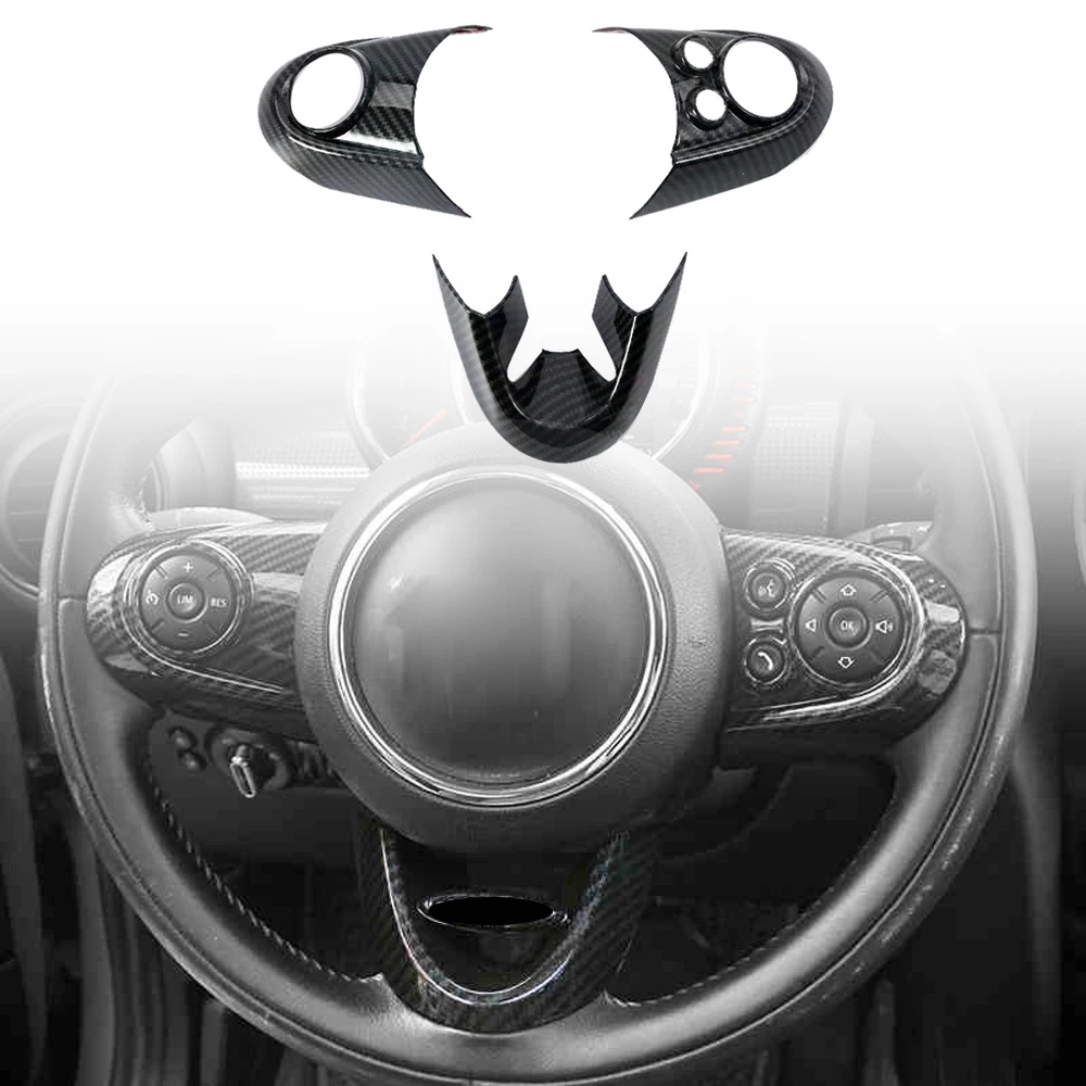 

Салон автомобиля, чехол на руль, декор из АБС-пластика, карбон, 3 шт. для BMW Mini F55 5-дверный, F56 3-дверный 14-21, F57 15-23, F60 17-21