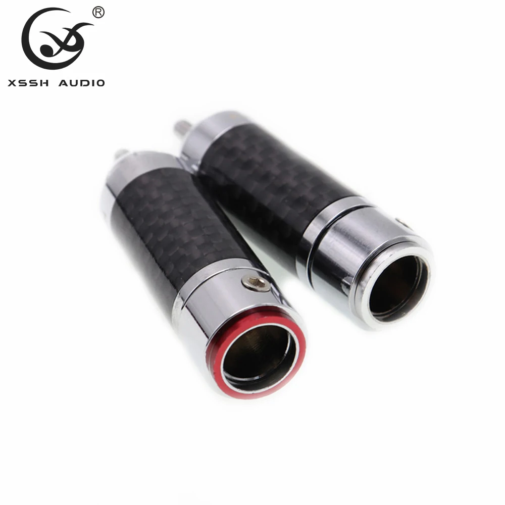 Rca xssh yivo 4個8個ハイエンドハイファイdiy 9ミリメートル黒炭素繊維ロジウムメッキ男性オーディオrcaプラグジャック用ケーブルコード