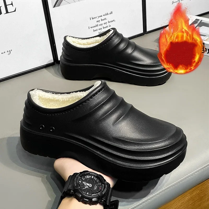 

Men's Autumn and Winter New Thick-Soled Kitchen Non-Slip Shoes, Waterproof, Oil-Proof, Warm, Closed Heel and Closed Toe