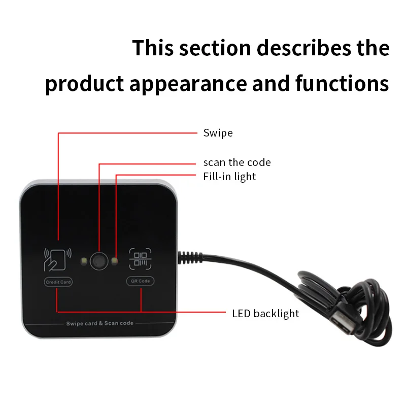 Access Control QR Code Reader USB Interface 1D 2D QR Code  Barcode Scanner Turnstile Contactless Qr Code Reader