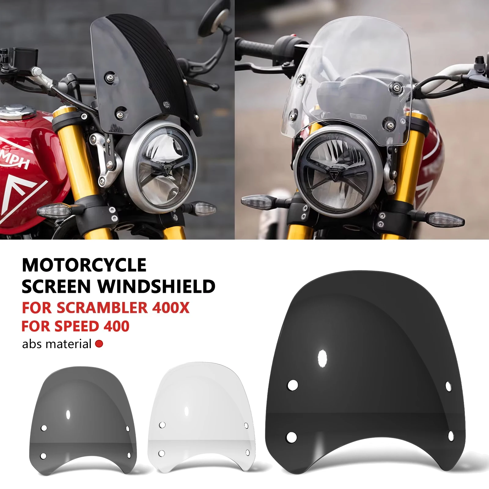 

For Windscreen Motorcycle Windshield Wind Deflectors Visor Screen Headlight Fairing Speed 400 2024 2025 Scrambler 400X 2024 2025