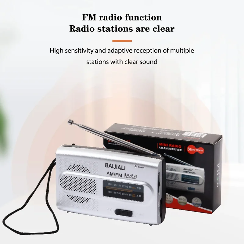 

Digital Pocket Radio Receiver Memory Function Handheld Full-range Receiver Radio Battery Powered Built-In Speaker For Old People