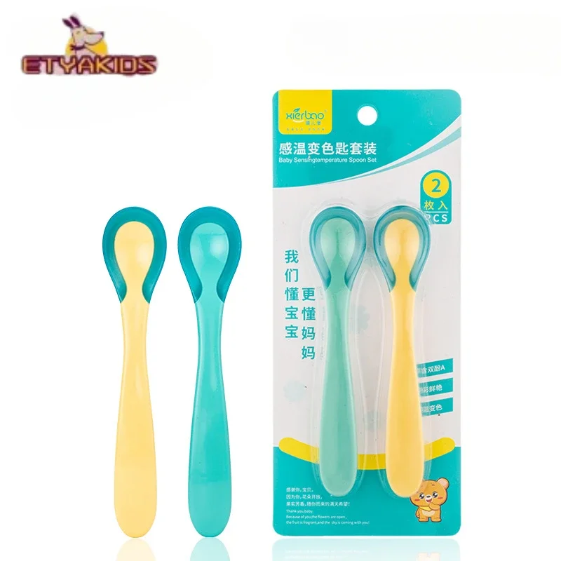 Silicone Change Color Temperature Sensing Baby Soft Feeding Spoon Toddler Tableware BPA Free Babies Accessories Feeding Tools