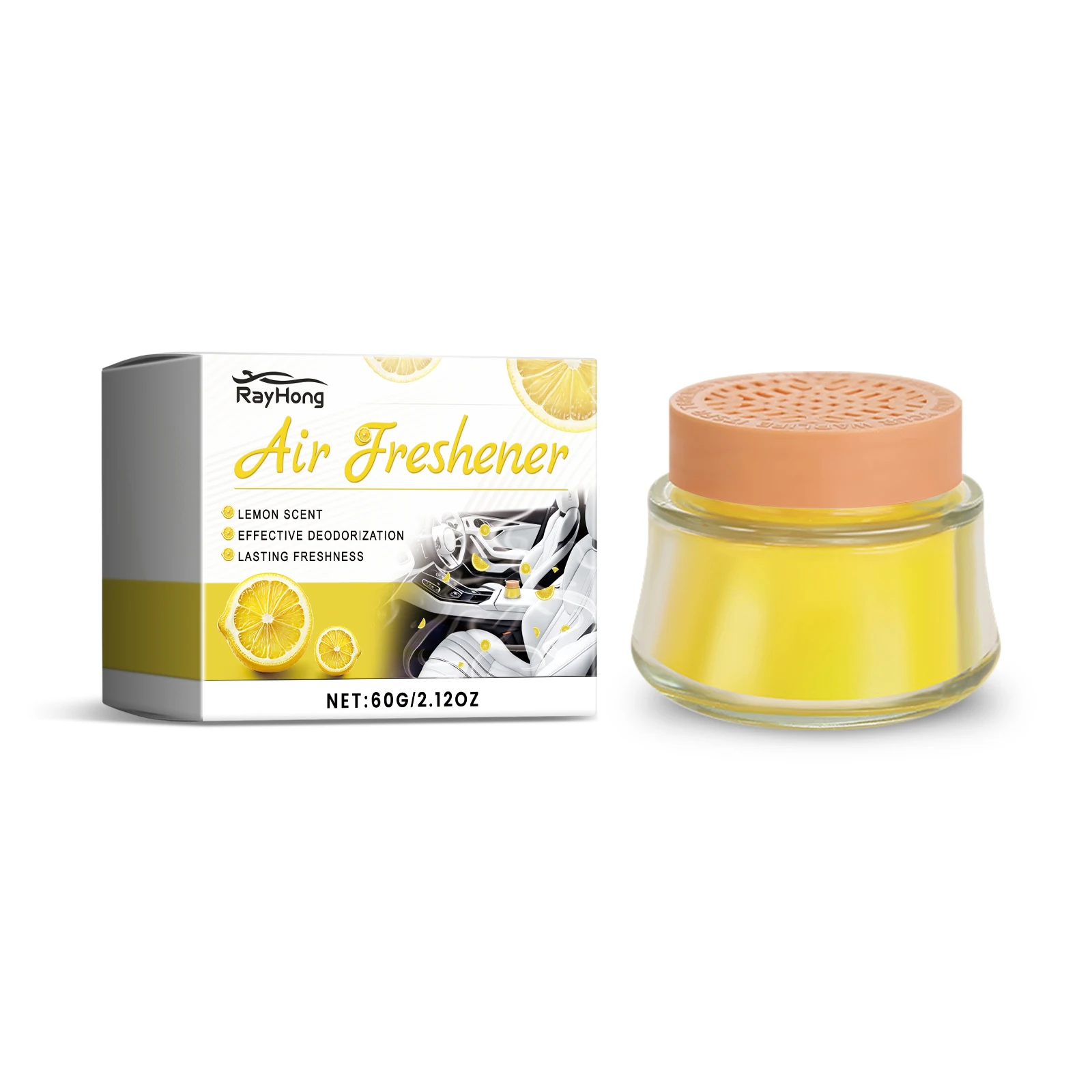 Lemon Scent Car Solid Air Freshener Long Lasting Light Fragrance Portable Auto Interior Deodorant Aroma Balm