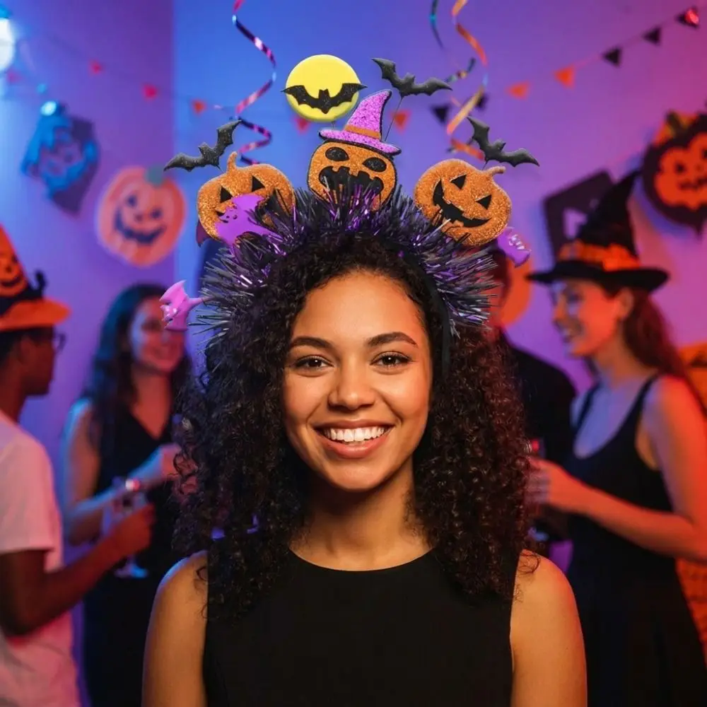 Vibrant Colors Halloween Ghost Headband Comfort Fit Fade-Resistant Cat Ears Headbands Funny Witch Hat Headbands