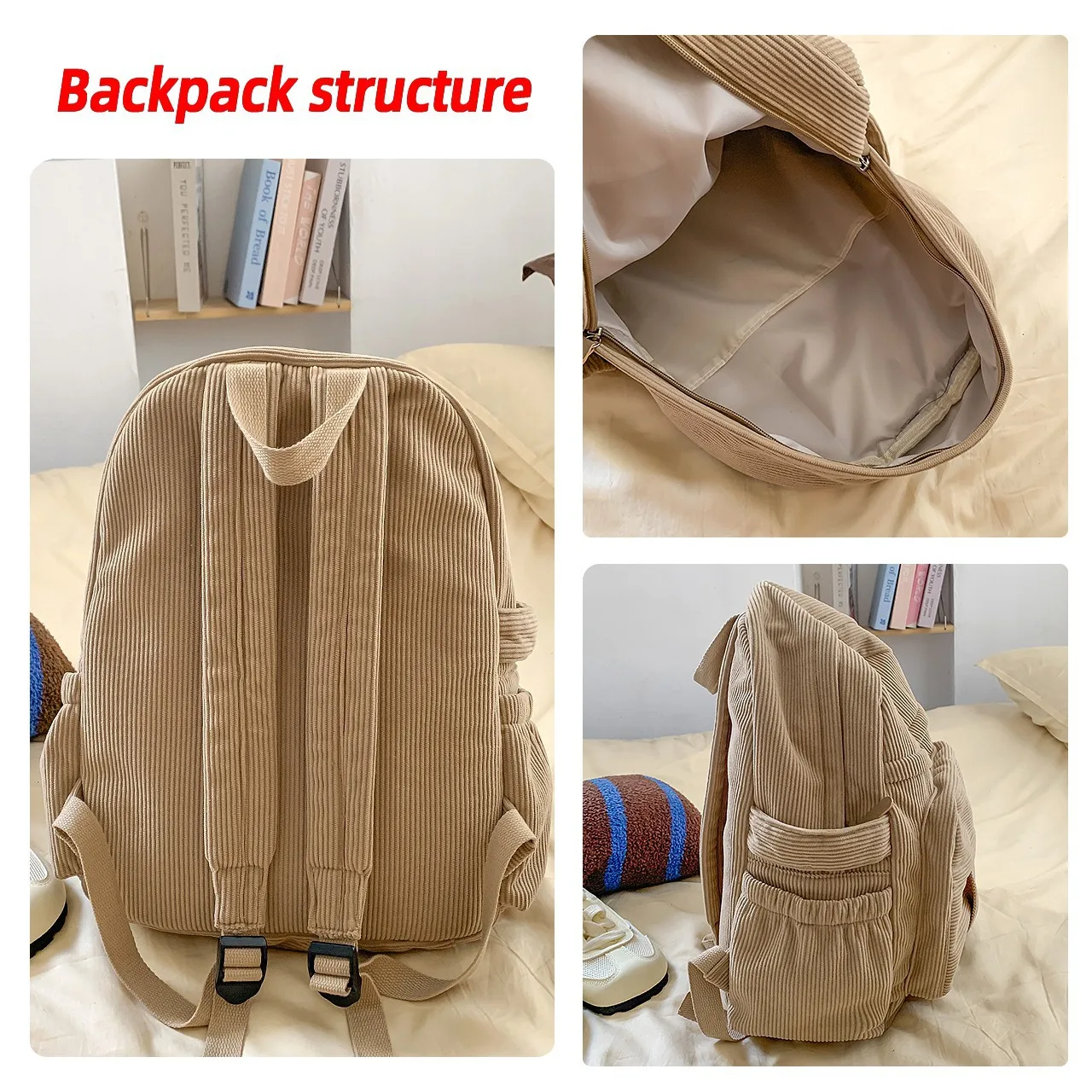 School bag female college student Korean version junior high school backpack leisure outdoor commuting backpack velvet