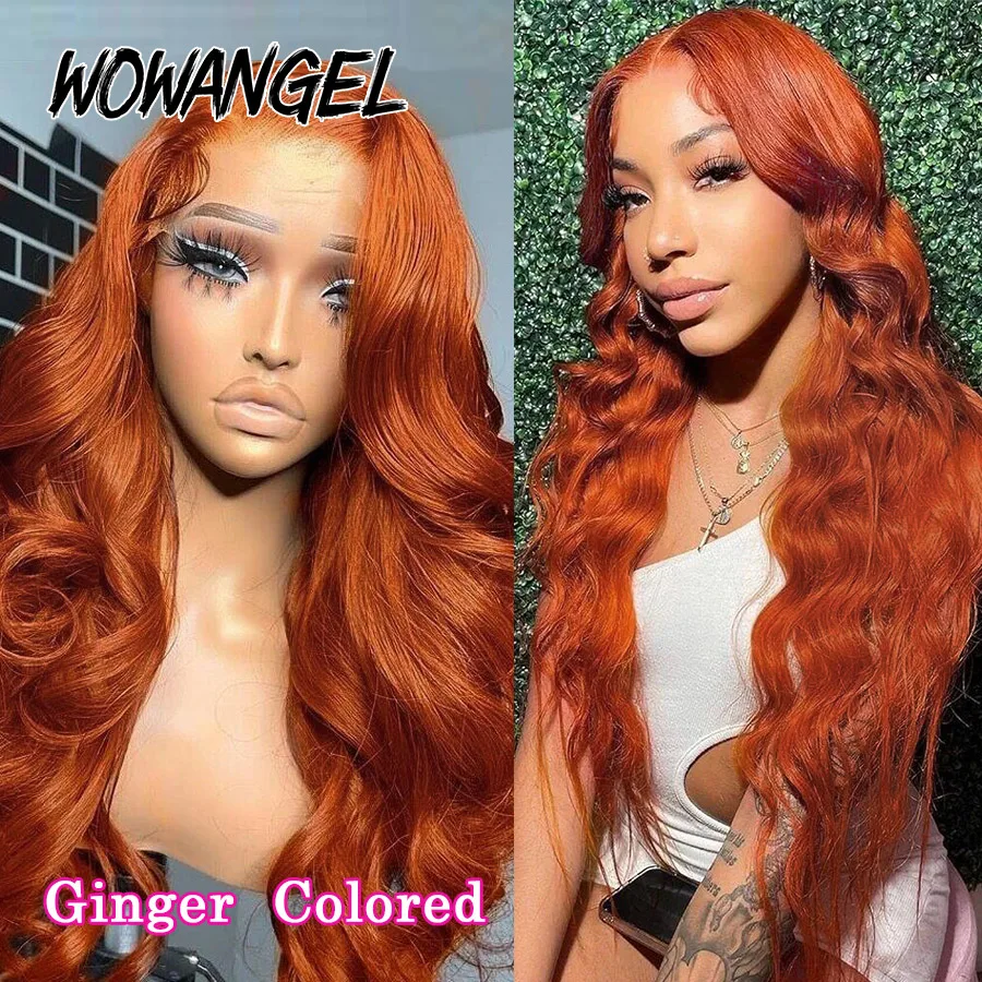 WOWANGEL Ginger Colored WIg 5x5 HD Lace Closure Body Wave Wigs Glueless Pre Cut Lace Wigs Human Hair Wigs Melt Skins For Woman