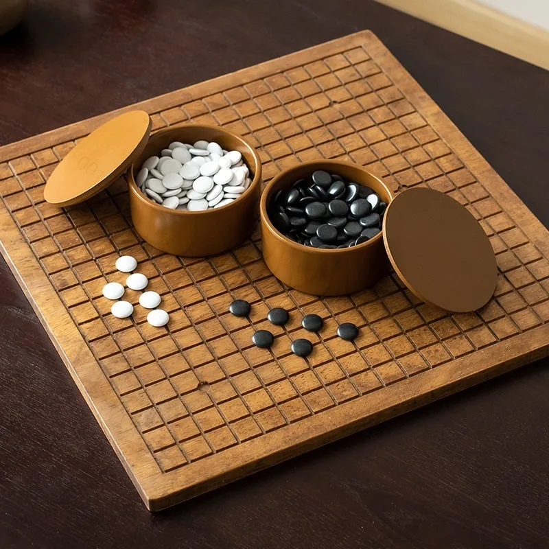 For Torreya Wood Dual-Use Enclosure Chessboard, Jujuba Tree Chess Jar com Novo Yunzi Go Piece Set