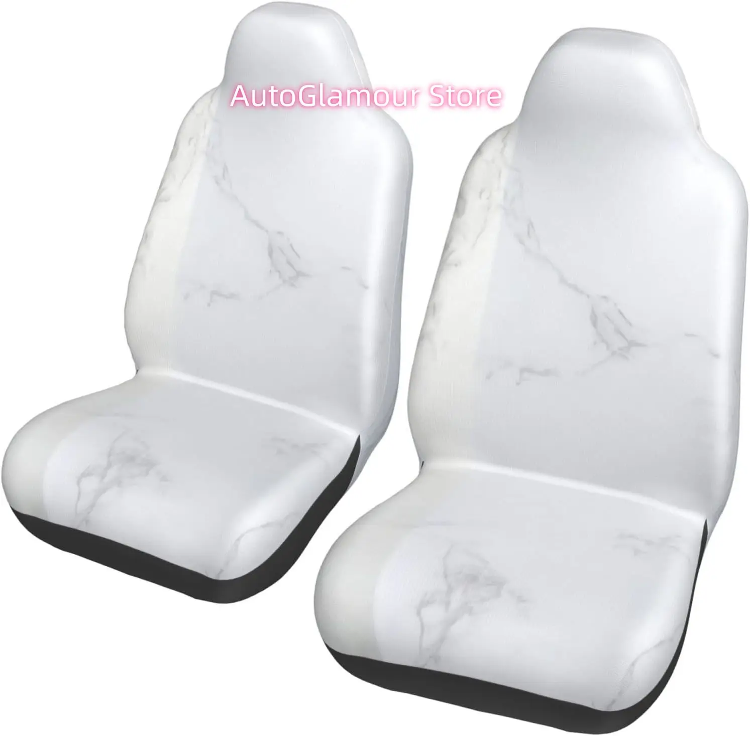 Marble Silver 2-Piece   Seat Cover Complete Set - Elastic Seat Protection Cover for Cars, Trucks, Suvs, and Trucks