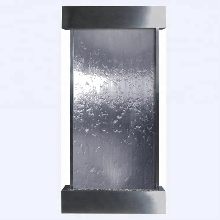Indoor Water Feature Mirror Glass Water Wall Fountain With Led Light Home Decoration Wall Mounted Waterfall
