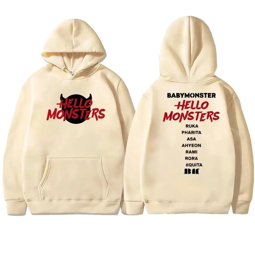 

Пуловеры HIP POP Kpop Babymonster, новый свитшот Hello Monsters World Tour 202, осень-зима, флисовые толстовки унисекс, унисекс