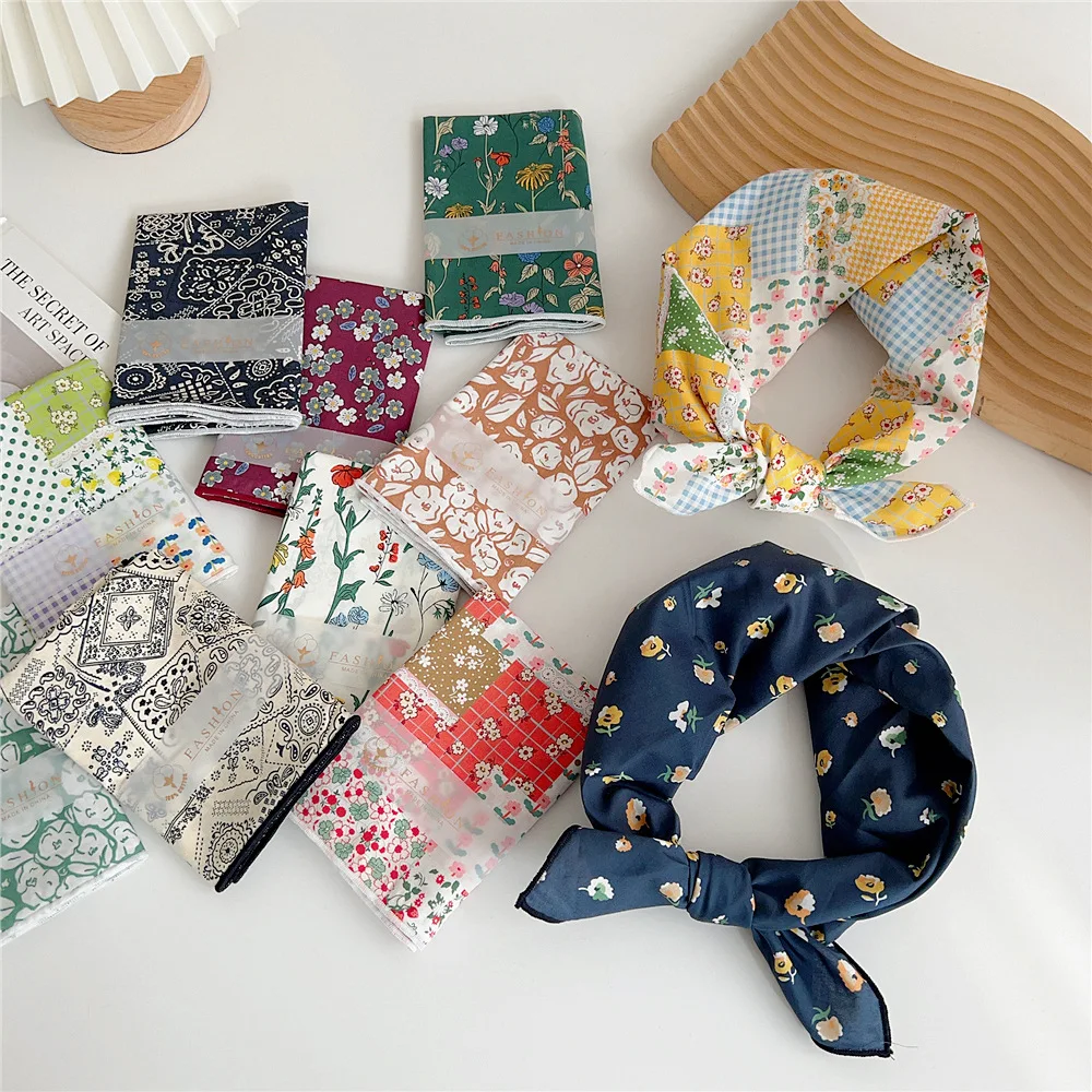 58cm Cotton Linen Square Scarf Women Spring Summer Fashion Bandanas Bag Hat Head Hair Shawl Wraps Accessories