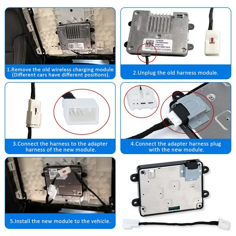 Wireless Charging Module With Adapter Harness For Buick Lacrosse Cadillac Escalade Chevrolet GMC 13521066 13507652 Parts