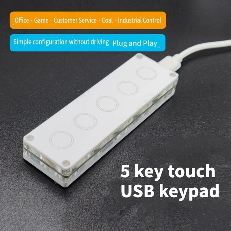 Teclado ergonômico com 5 teclas, teclado macropad tocável para fluxos trabalho criativos